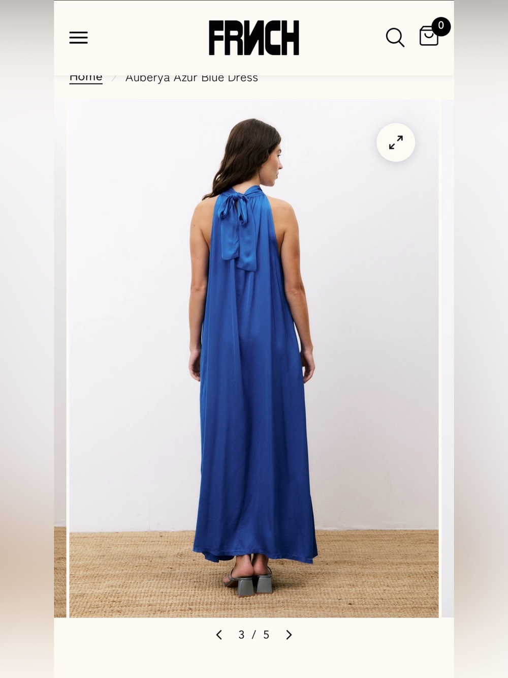 FRNCH Azur Blue Halter Tie-Back Maxi Dress